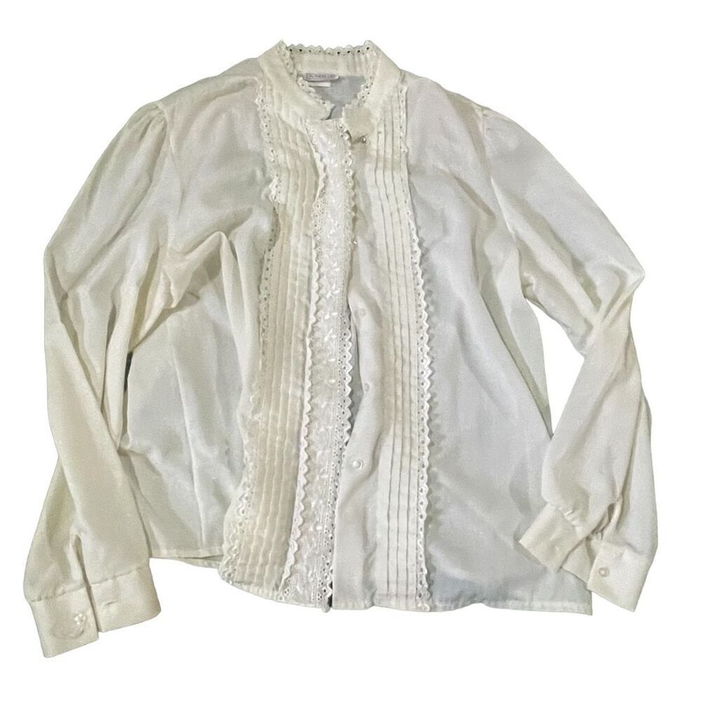 Vintage Lauren Lee Ruffle Blouse SZ 16 Beautiful XL